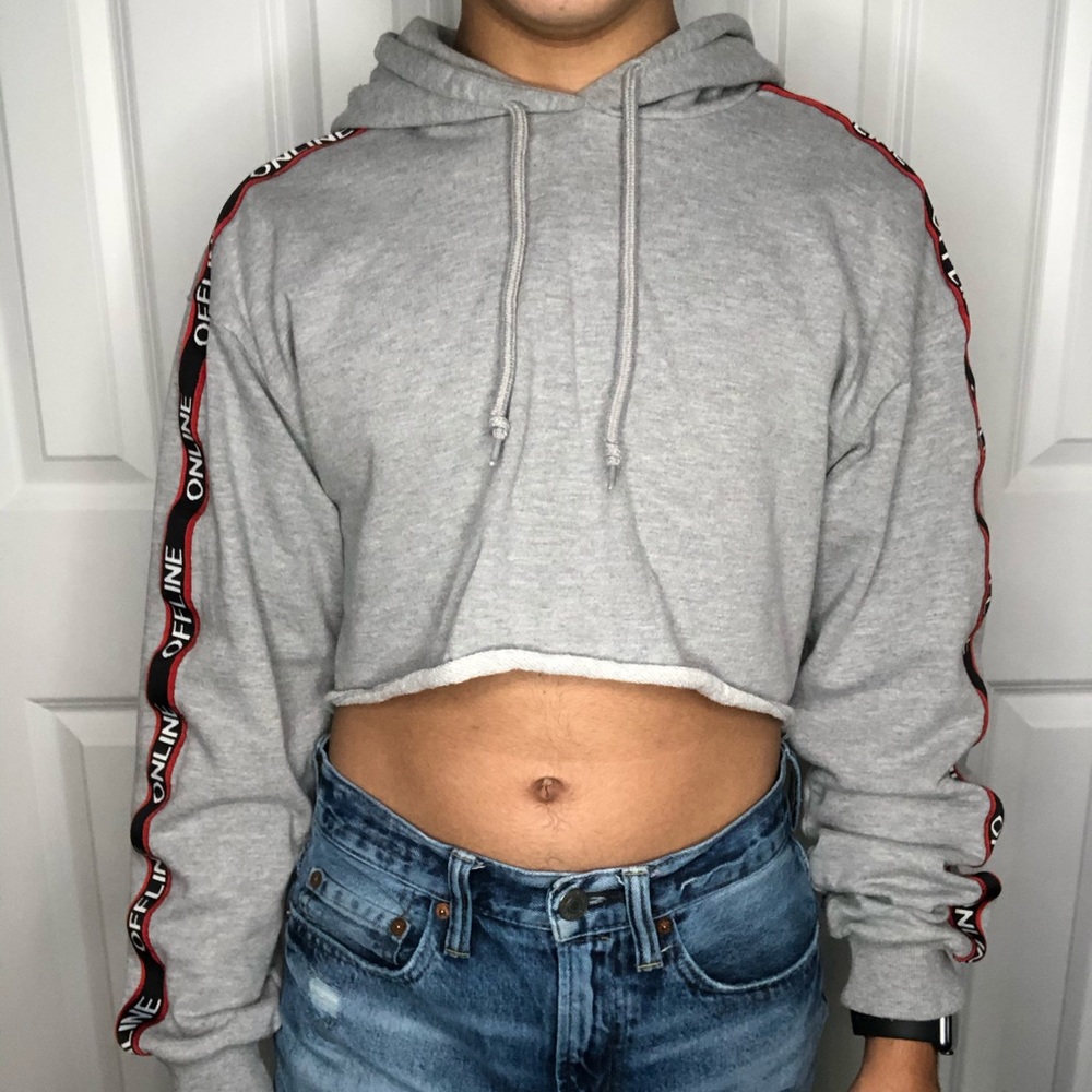 forever 21 “ONLINE OFFLINE” cropped hoodie